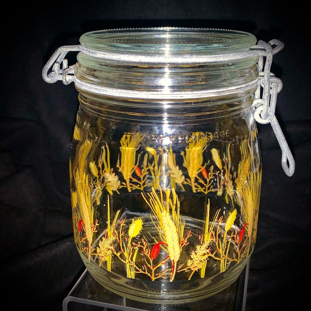 Vintage ARC France Clamp Lid Canning Jar – Wheat Pattern – Made in France